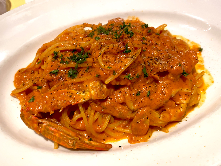 渡り蟹のトマトクリームソーススパゲティ